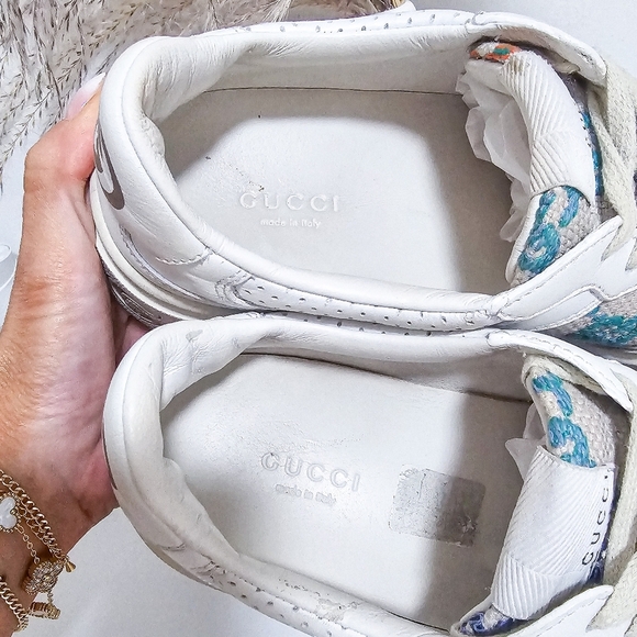 Gucci GG logo leather and embroidered canvas platform sneakers Size 39.5 - Picture 10 of 12